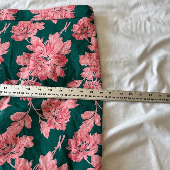 J. Crew Mercantile Women's Floral Print Pencil Skirt Green/Pink Size 14 Lined - Picture 9 of 12
